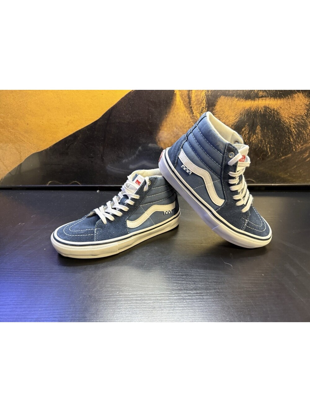 Vans Skate Sk8-Hi Navy Blue White Suede Men's Size 7 Women's 8.5 Pro VN0A5FCCNVY